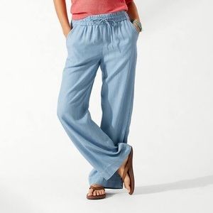 Calvin Klein Chambray wide leg elastic waist pants